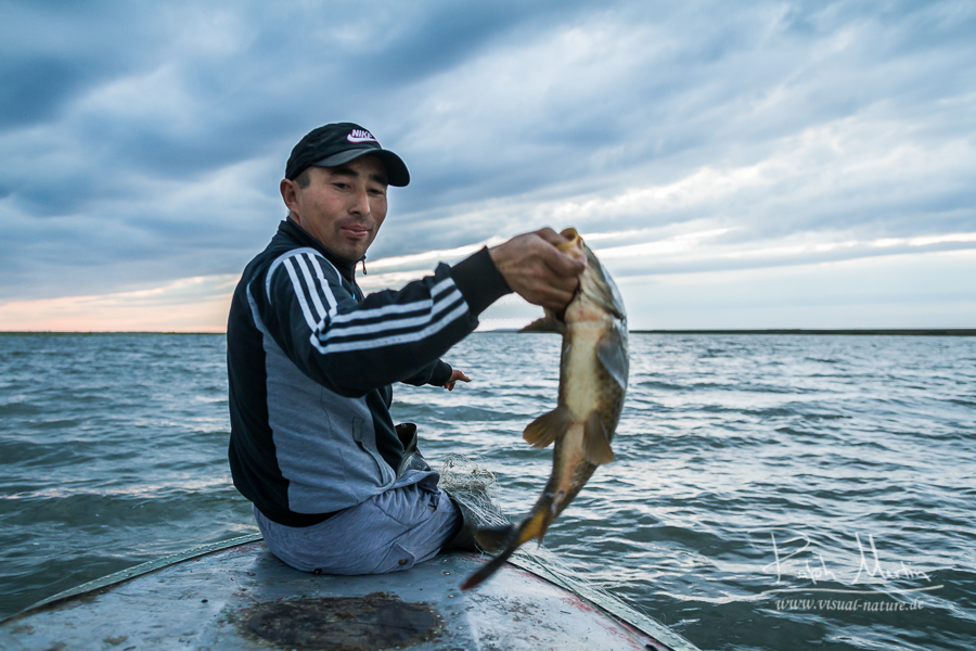 Fisherman on Zaysan-Lake, Kazakhstan